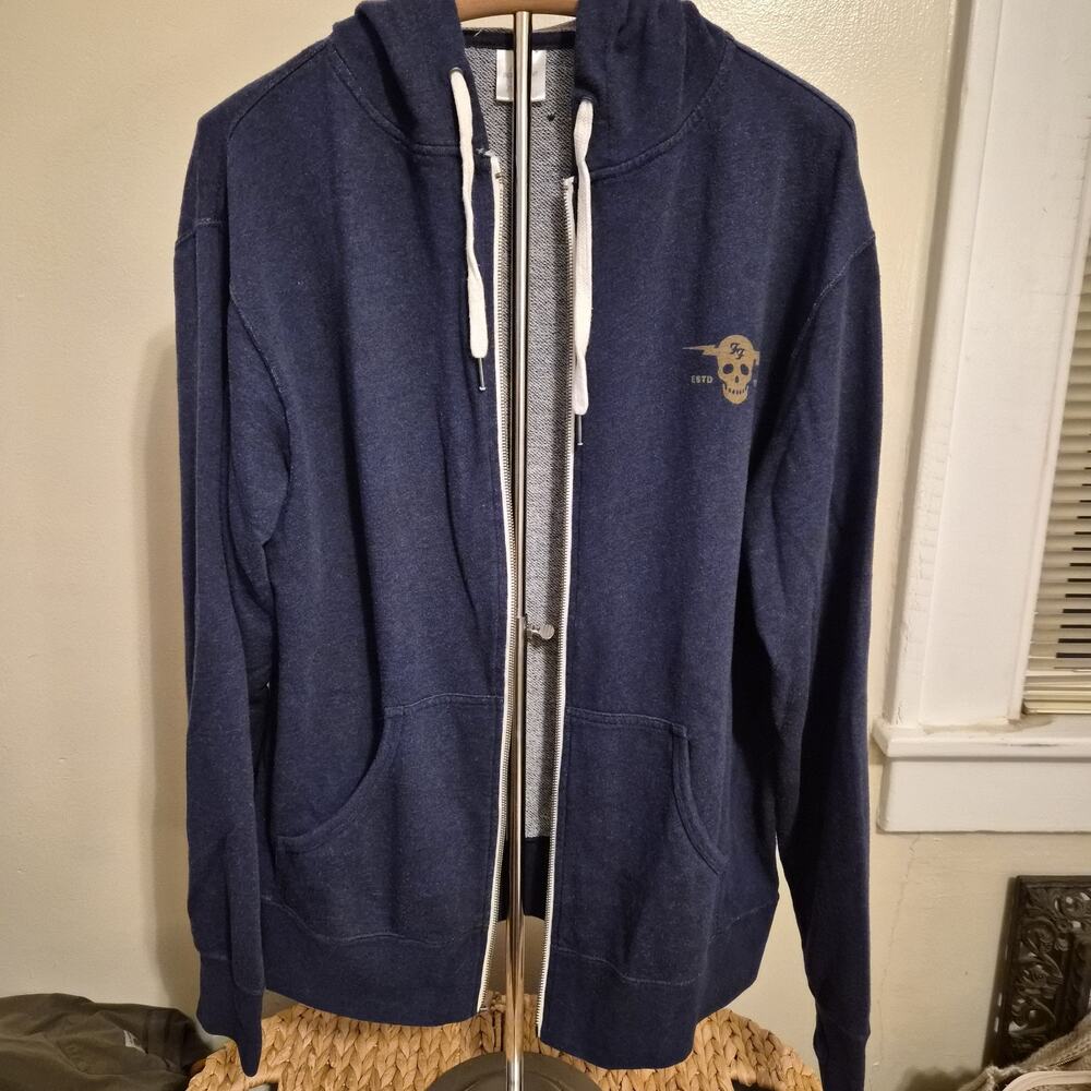 Foo Fighters Sweatshirt Womens Large Full‎ Zip Blue Tour Concert Merch *READ